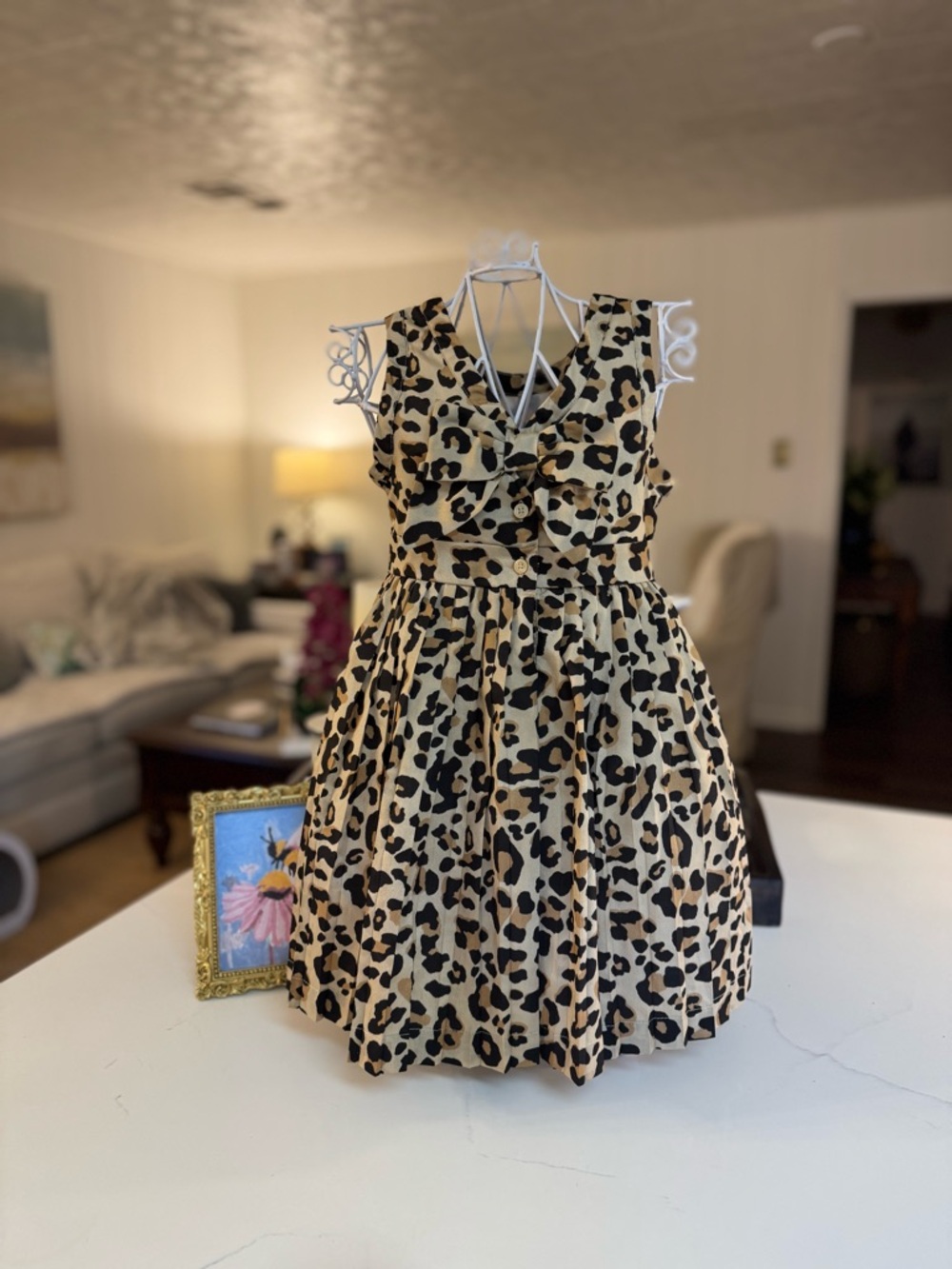 🤎🖤 JANIE AND JACK SILK PLEATED CHEETAH PRINT DRESS SIZE 2T! - Picture 4 of 11